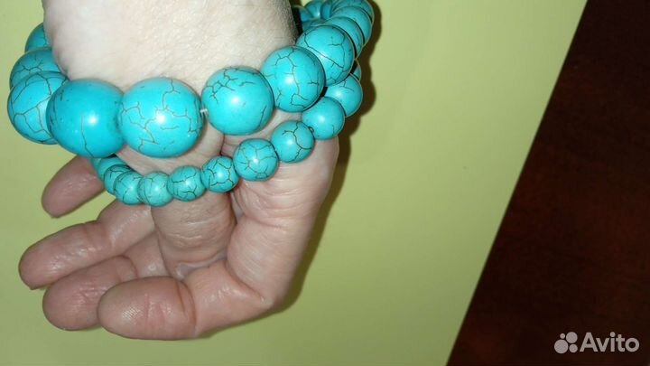 Бирюза натуральная, бусы СССР, состояние отличное