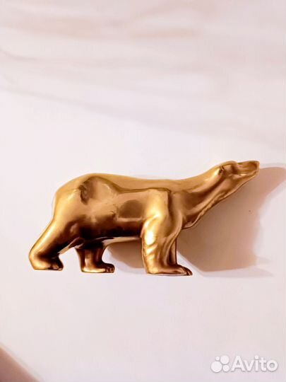 Фарфоровая фигурка Медведь малый, матовое золото