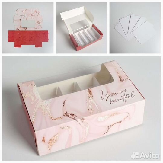 Коробки для кондитерских изделий от 18р, наклейки