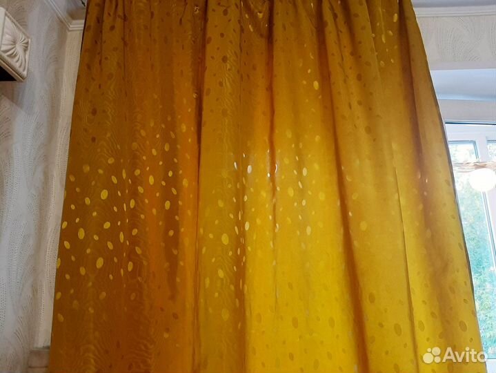 Шторы золотистый плотные, 2шт, 130см*230см