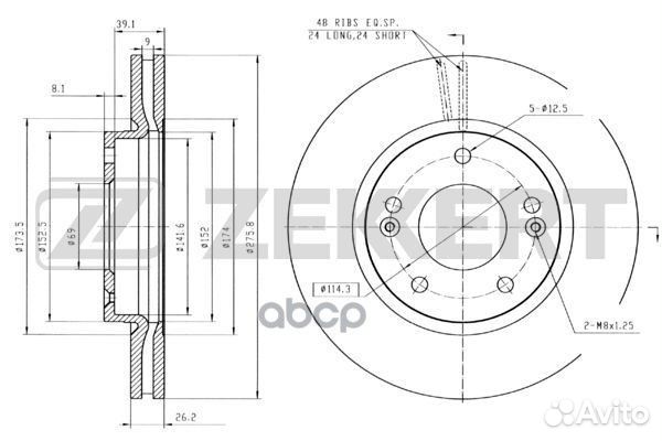 Диск торм. перед. Hyundai Galloper I 91- Santa