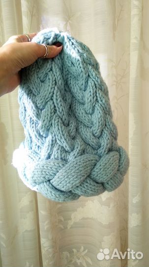 Вязаная шапка. Шерсть альпака. Крупная вязка