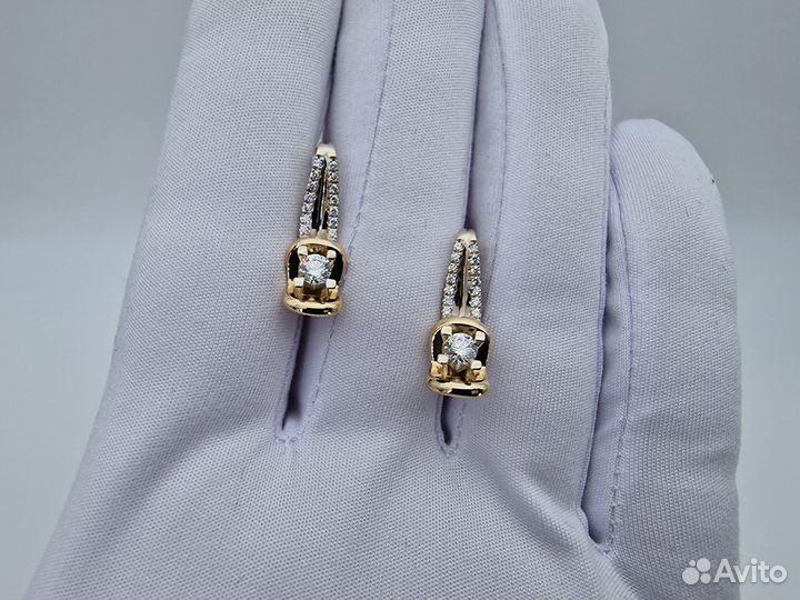 Золотые Серьги 585 пробы с бриллиантами. Рассрочка