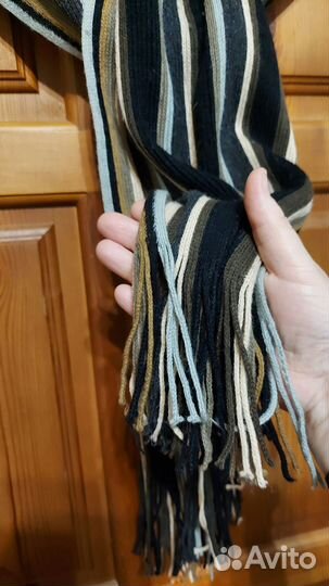 Шарф мужской кашемир, длинный, с бахромой