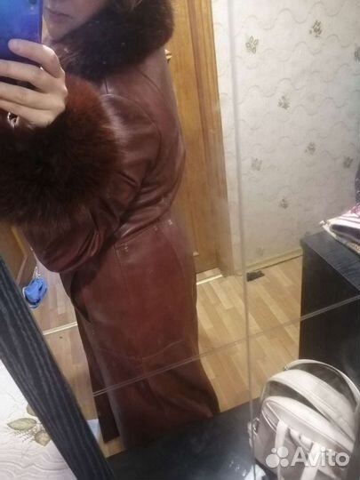 Пальто кожаное