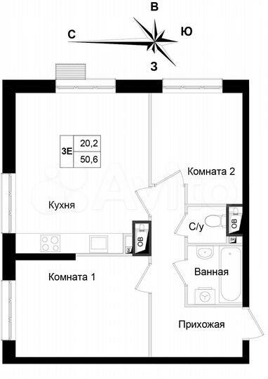 2-к. квартира, 50,6 м², 16/16 эт.