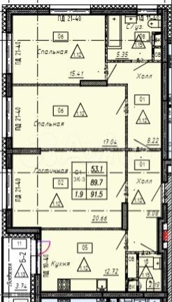 3-к. квартира, 91,5 м², 14/25 эт.