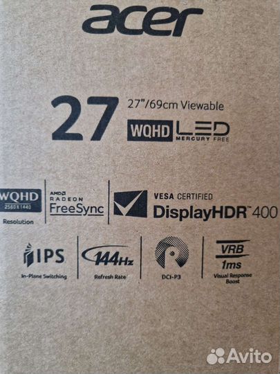 144гц монитор Acer 27, 2k, 2к, vg271u pbmiipx, hz