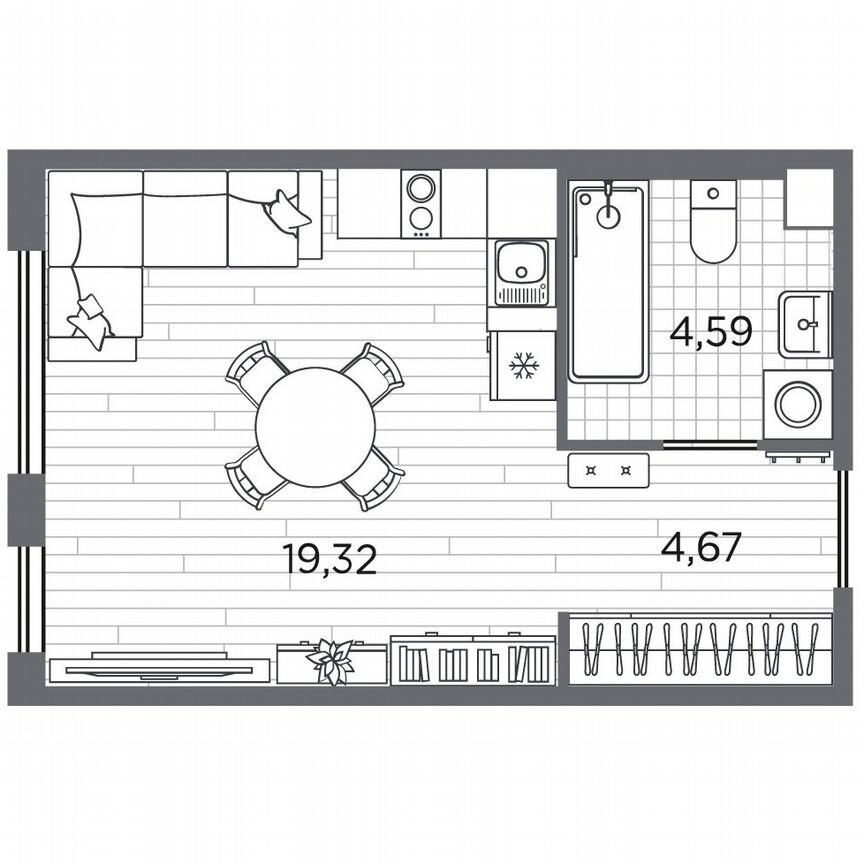 Квартира-студия, 28,6 м², 2/5 эт.