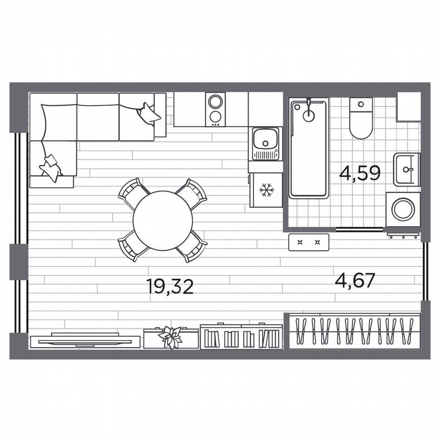 Квартира-студия, 28,6 м², 2/5 эт.