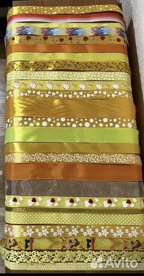 Ленты кроемовые, желтые, бело-череые, малиновые