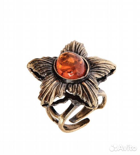 Кольцо Астра (латунь, янтарь) A2161259
