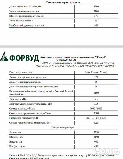 Форматно-раскроечный станок новый