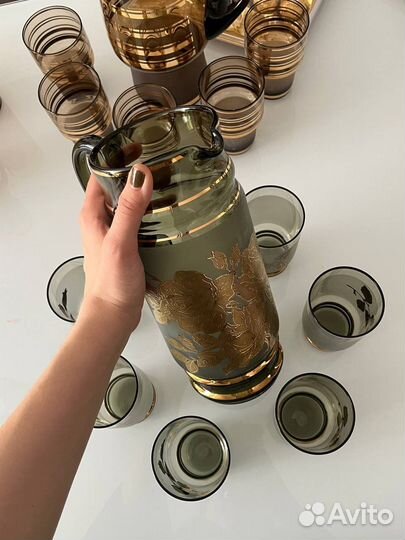 Графин и 6 стаканов Bogemia, винтаж из Чехии