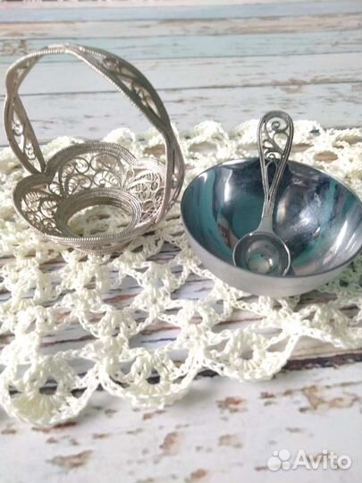 Мельхиоровая солонка СССР