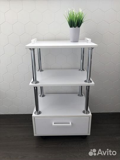 Стеллаж этажерка на колёсиках с одним ящиком