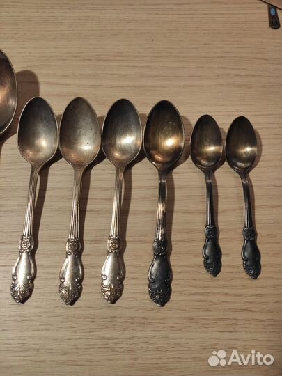 Столовые приборы мельхиор серебряная роза винтаж