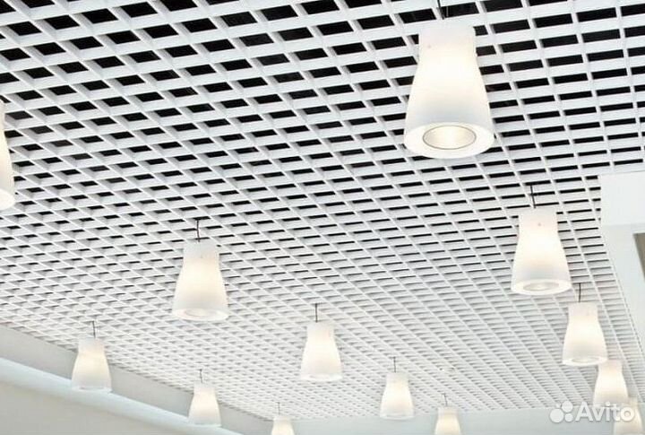 Потолок грильято 100*100, белый