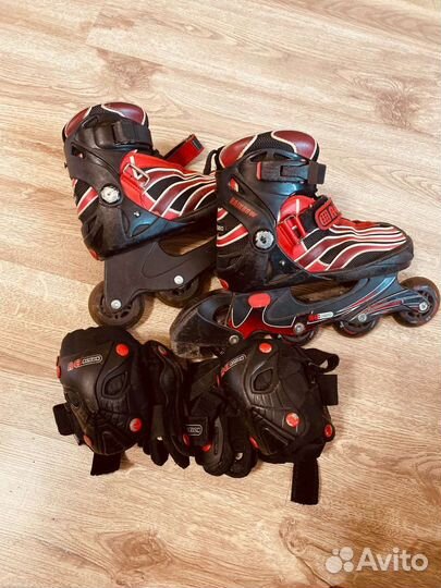 Роликовые коньки р-р 36-39 + защита