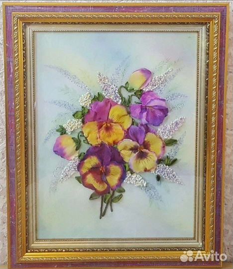 Картина вышитая лентами