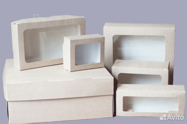 Коробка с окошком крафт подарочный контейнер