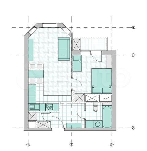 1-к. квартира, 43 м², 3/16 эт.