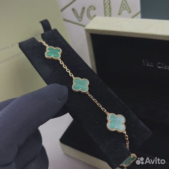 Браслет van cleef малахит 750 проба