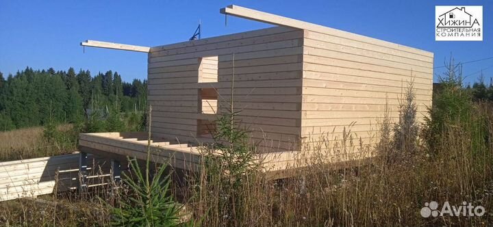 Строительство домов срубов 6х6 из бруса с террасой