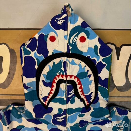 ABC Camo Shark Full Zip Hoodie Blue
