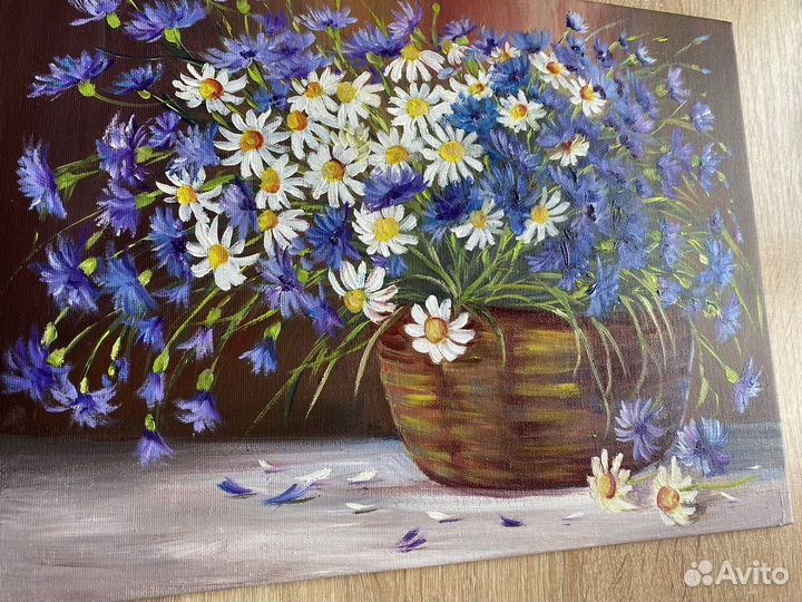 Картина маслом. Васильки