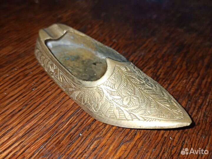 Пепельница Туфелька. Латунь. Винтаж. Индия