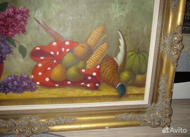 Большая Картина. Рама. Натюрморт.Холст, масло