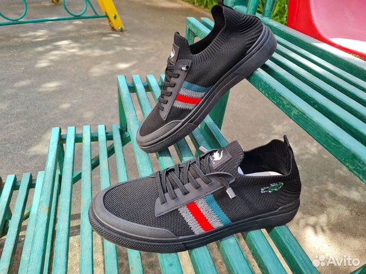 Мужские кеды Lacoste черные летние