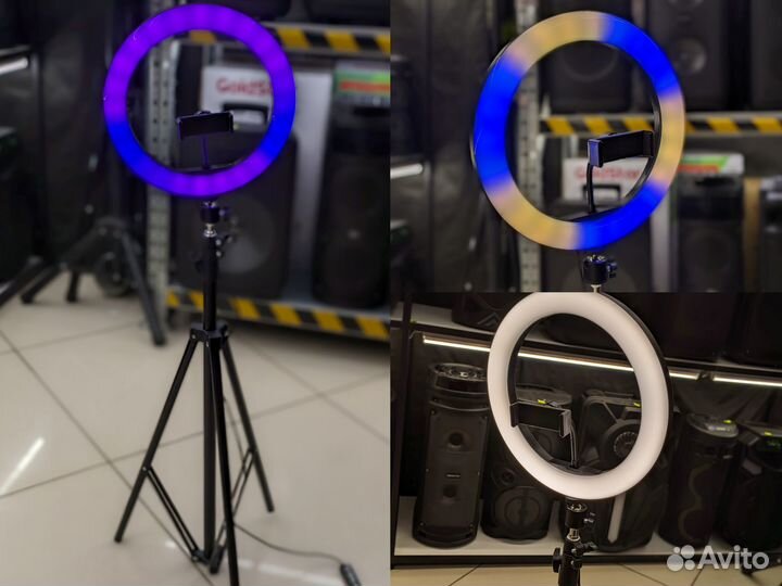 Лампа LED кольцевая 26см со штативом