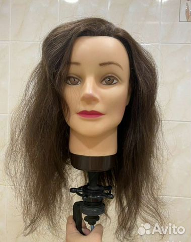 Манекен голова для причесок натуральные волосы