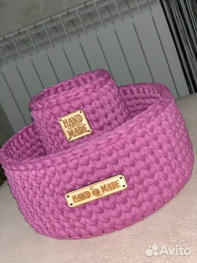 Набор вязаных интерьерных корзинок для хранения