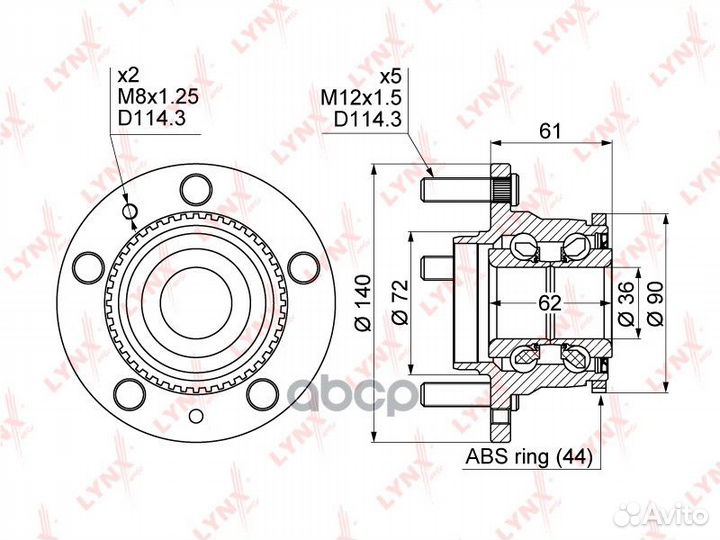 Ступица колеса зад прав/лев WH1094 lynxauto