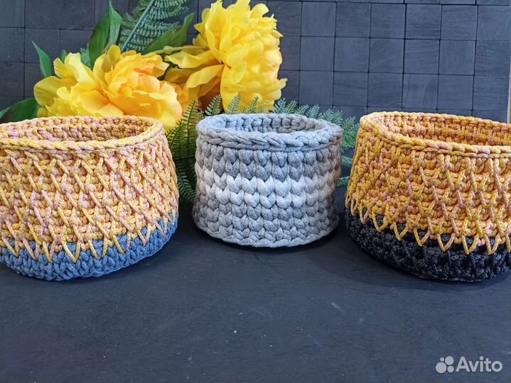 Корзина вязаная. Подарок женщине
