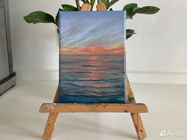 Картина маслом на холсте закат на море