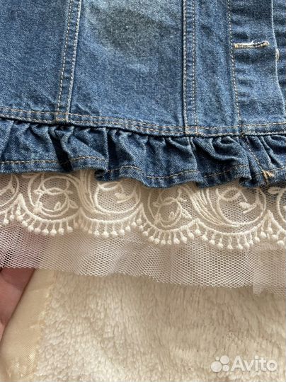 Костюм джинсовый шорты жилет для девочки р.146
