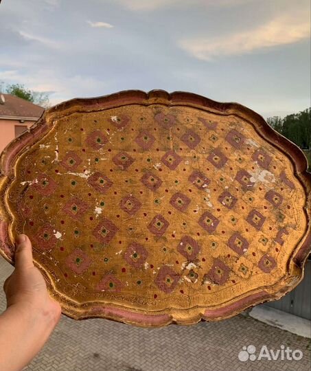 Флорентийский поднос-гигант дерево оригинал