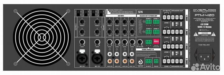 Матричный микшер-усилитель CVGaudio PTM-4120Dm