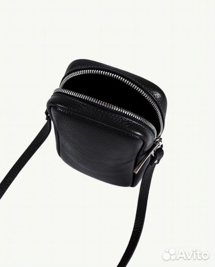 Новая чёрная сумка-футляр кожаная