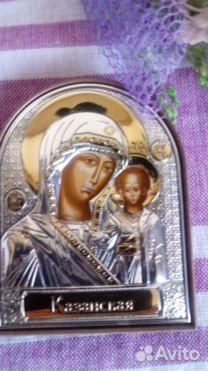 Серебряная икона Казанская Богородица новая