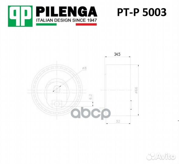 Ролик натяжителя ремня PTP5003 pilenga