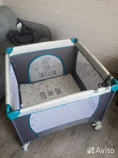 Манеж Amarobaby walky квадратный, серый