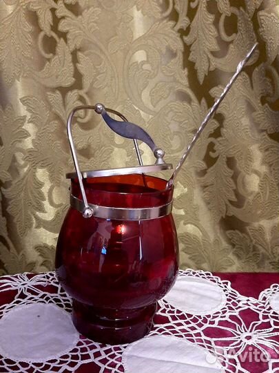 Ваза гутное стекло,ваза кобальт.Берц