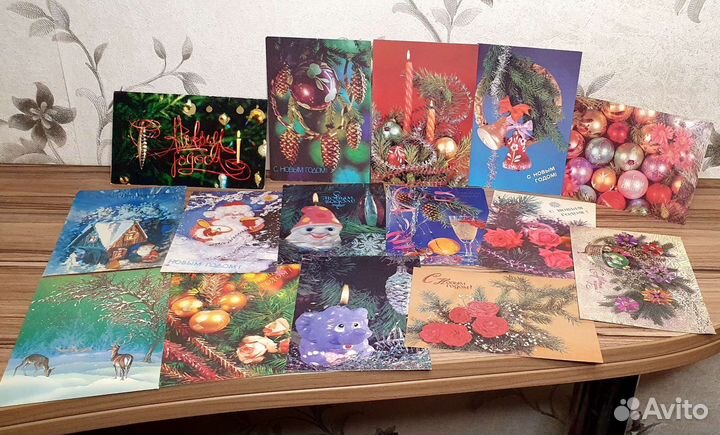 Новогодние открытки СССР, чистые - винтаж 15 шт
