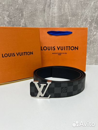 Ремень мужской louis vuitton lv кожаный канва