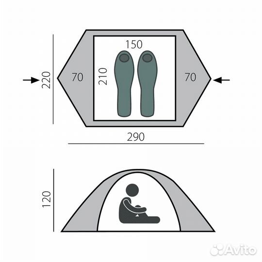 Палатка BTrace Solid 2+ (220*290*120) Зеленый